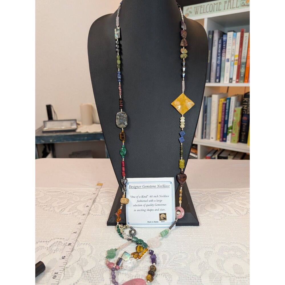 Artisan Made in Alaska 60" Multi Gemstone Necklace | Vintage NOS Strand